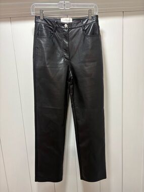 Aritzia Wilfred The Melina Vegan Leather High Rise Straight Pants Black Size 4